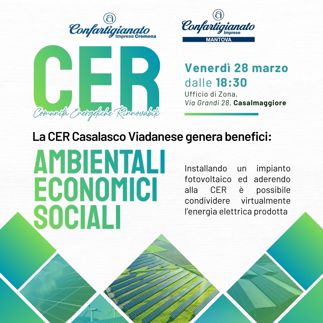 28 MARZO | CER: Comunità Energetiche Rinnovabili, il caso Casalasco Viadanese
