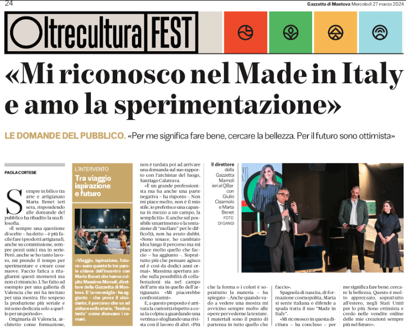 26 marzo: Marta Benet ospite di OltreCultura FEST