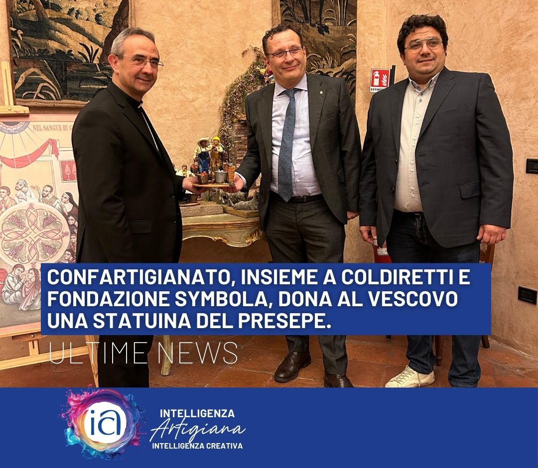 Confartigianato, insieme a Coldiretti e Fondazione Symbola, dona al Vescovo una statuina del Presepe